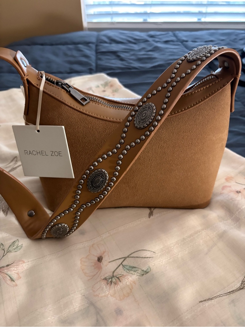 Rachel Zoe Studded Western Suede Shoulder Bag